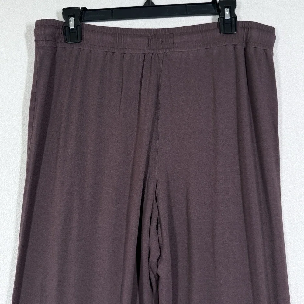 Nuuds Pants Womens Large Pajama Lounge Wide Leg Coffee Brown Lightweight Stretch